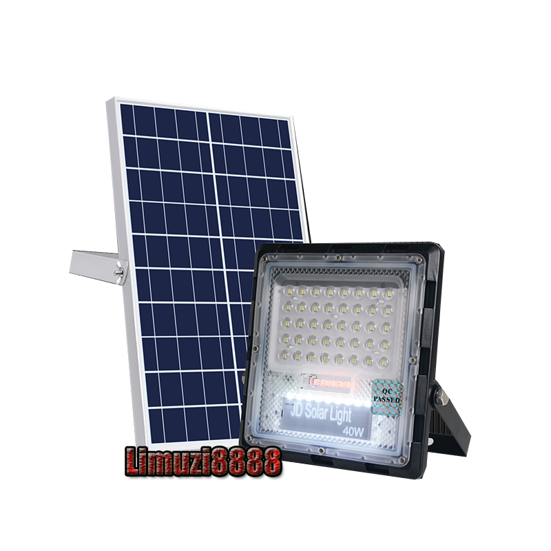 JD JINDIAN Solar Light Slim สปอตไลท์ ไฟโซล่าเซลล์ LED แสงสีขาว JD740 40W JD770 70W JD7120 120W 200W 300Wจอแสดงผลแบตเตอรี่บางเฉียบ