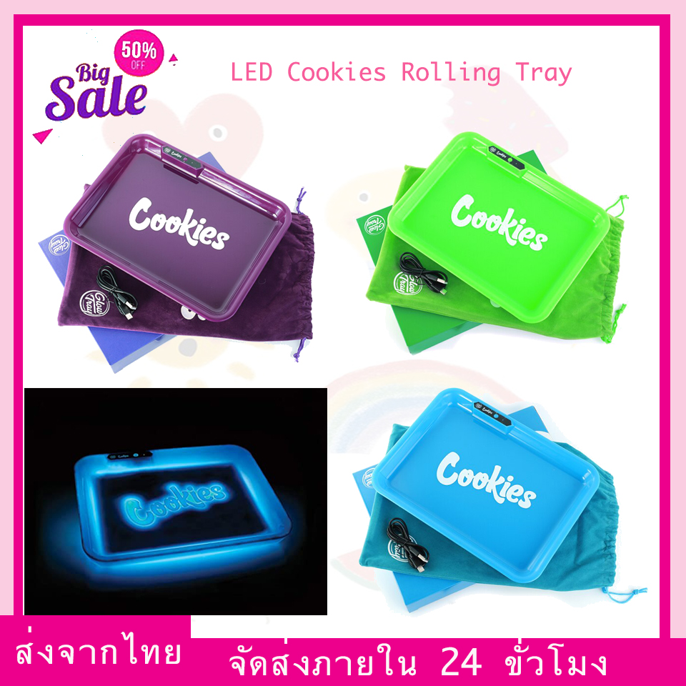 (ส่งจากไทย) ถาด LED Cookies Rolling Tray ถาดโรล มีไฟ วิปวับ ถาดสำหรับใส่ของ ถาดสำหรับโรล มี ไฟLED พร้อมที่ชาร์ท