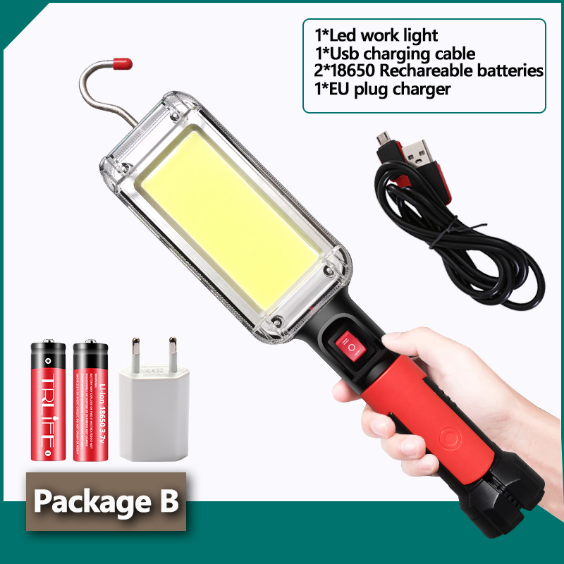 100W Powerful Flashlight 18650 Torch USB Rechargeable COB Work Light
