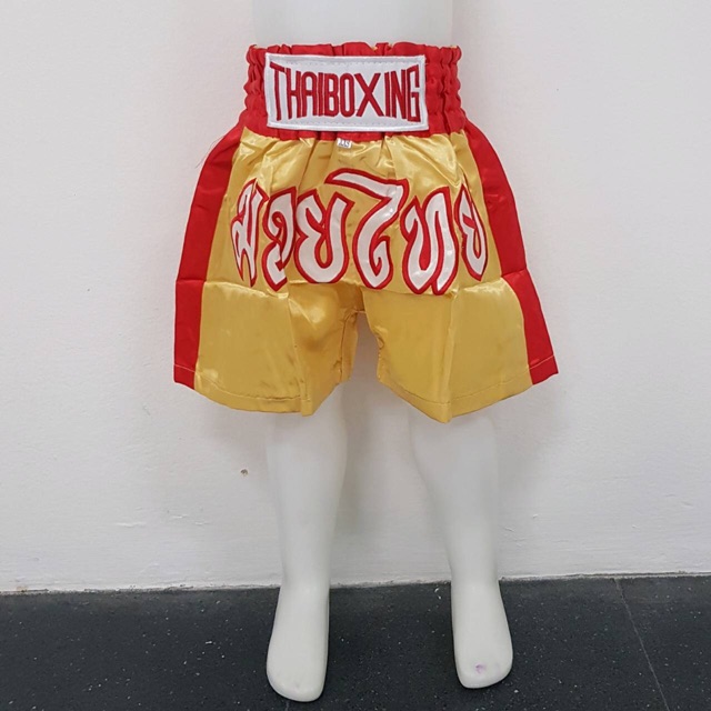 Timmoo Shop อุปกรณ์นักมวย กางเกงมวย กางเกงมวยไทย ของเด็ก ผ้าซาติน ปัก อักมวยไทย(Thai boxing) ชกมวย มวยไทย  ต่อยมวย นักมวย Boxingอุปกรณ์ออกกำลังกาย