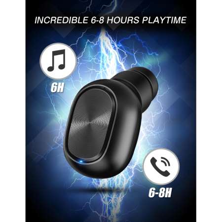 ZNT FIT Mono Bluetooth Earphone Smallest Wireless In-Ear Earbud with Magnetic Charger-Black