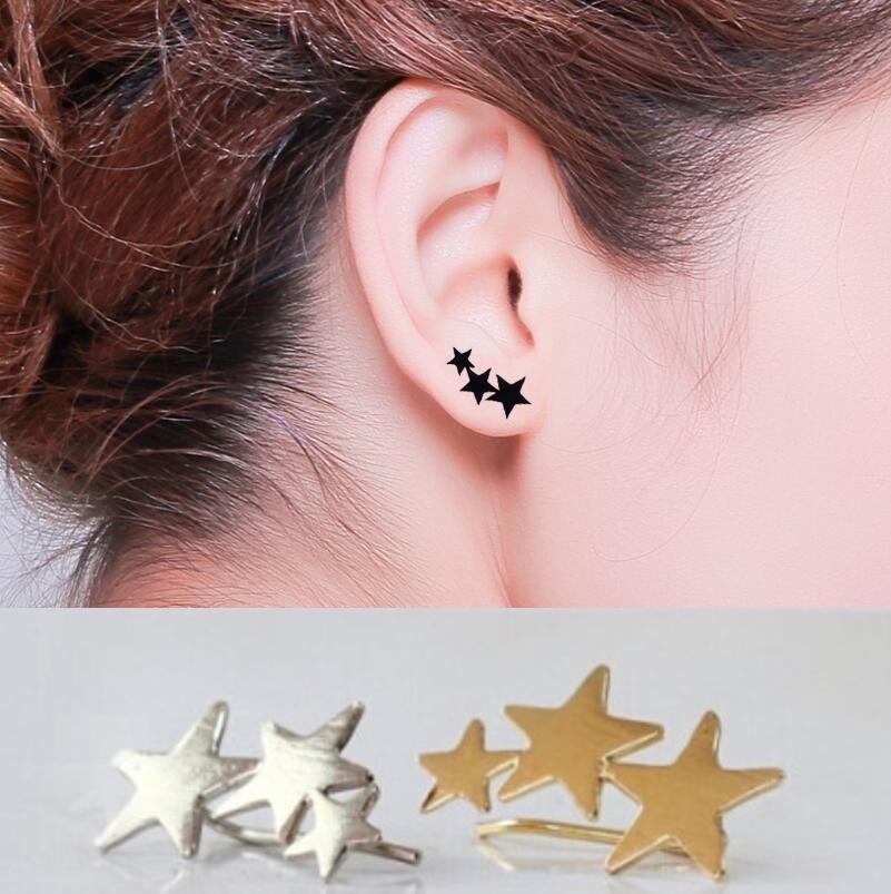 ต่างหู ตุ้มหู Three Star Men Teens Stud Earrings for women Cute Star earrings Free shipping Dropshipping - 1 คู่