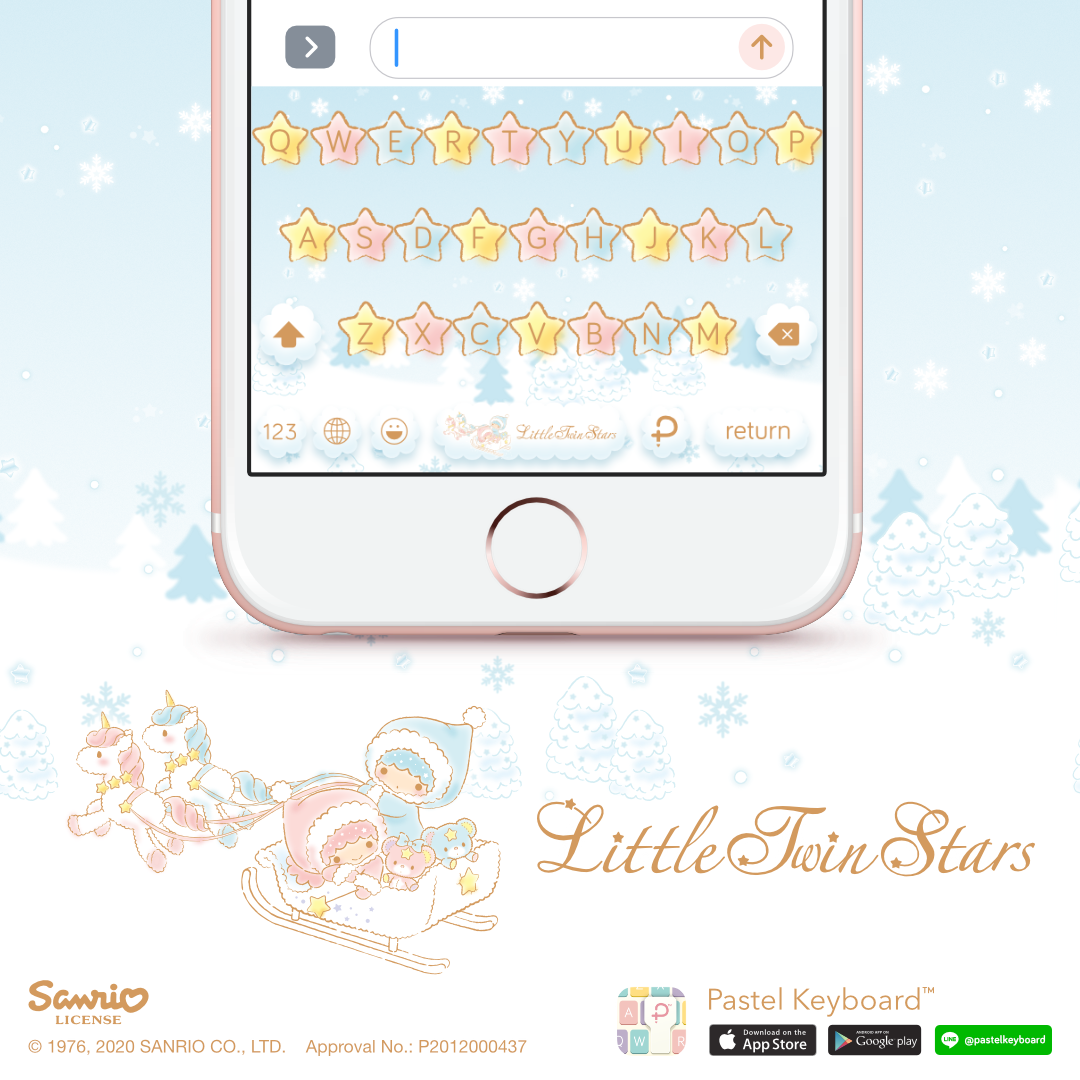 Little Twin Stars Twinkle Snow Keyboard Theme⎮ Sanrio (E-Voucher) for Pastel Keyboard App