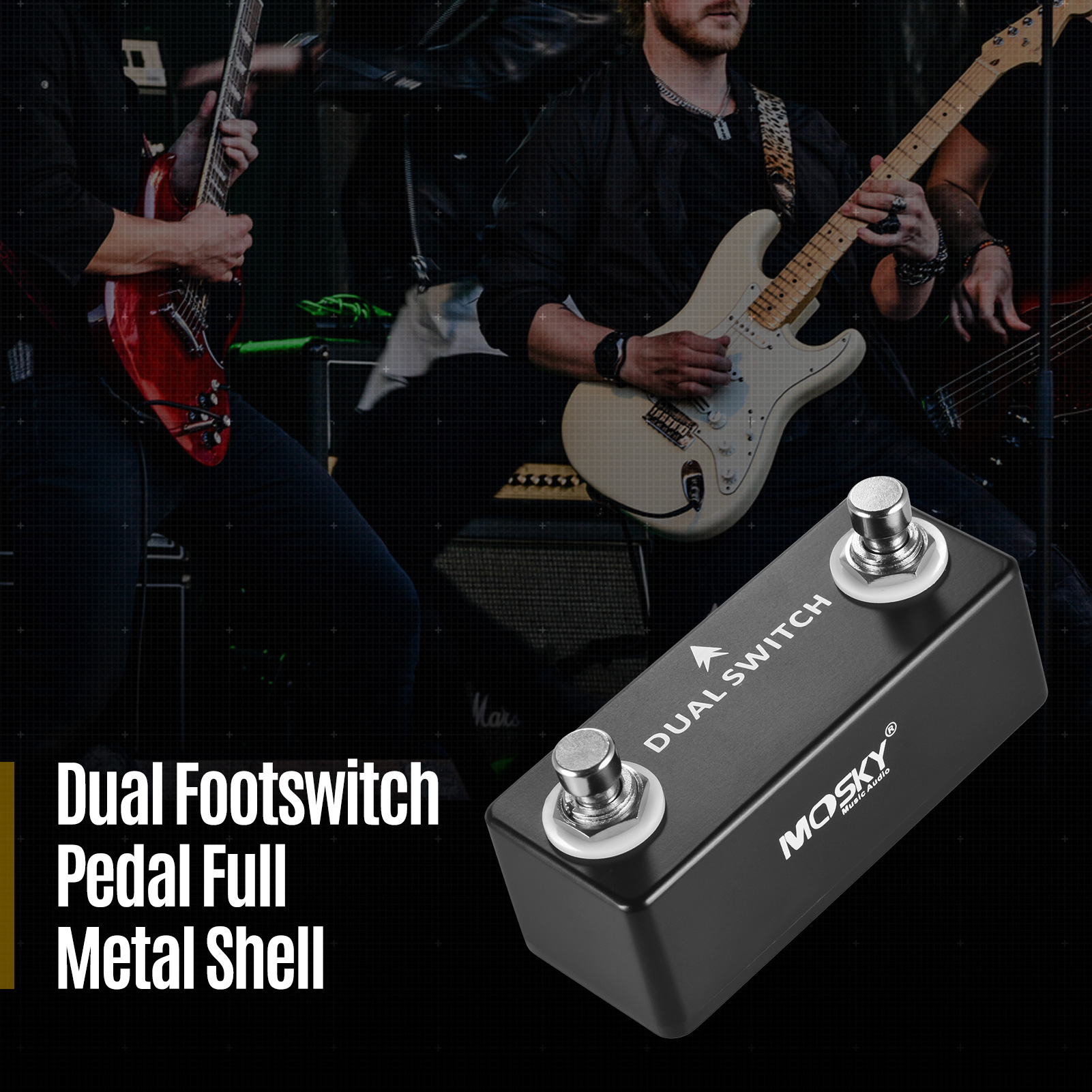[okoogee]【Hot Sale】MOSKY DUAL SWITCH Dual Footswitch Foot Switch Pedal Full Metal Shell