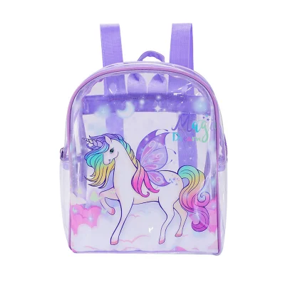 MAIM Unicorn Pvc Transparent Backpack Children Cartoon Cute Girl Shoulder Bag Kindergarten Princess School Bag