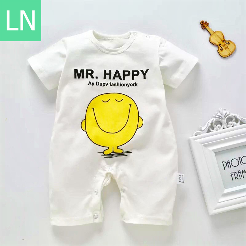 LN ชุดเด็กแรกเกิด บอดี้สูทเด็ก Mr.Happy อารมณ์ดี สีขาว