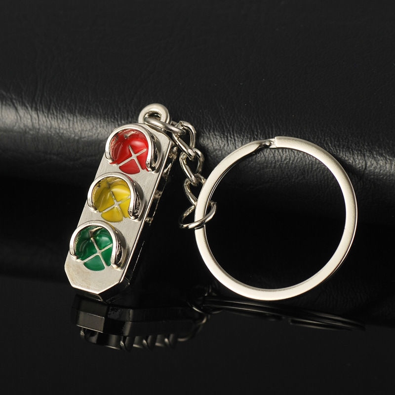 Creative simulation traffic light key pendant ring traffic lights male