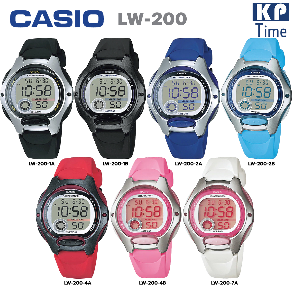 Casio แบตเตอรี่ 10 ปี นาฬิกาข้อมือผู้หญิงเด็ก สายเรซิน รุ่น LW-200 ของ ...