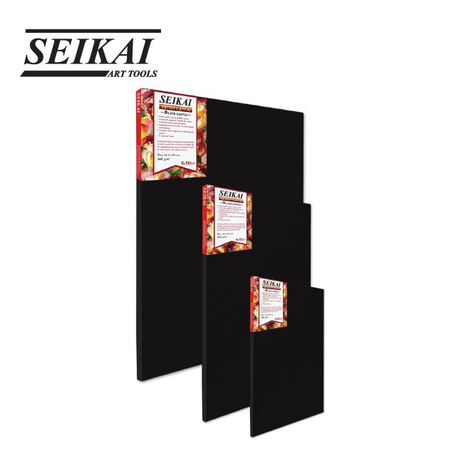 เฟรมผ้าใบ สีดำ ผ้าใบดำ SEIKAI COTTON100% เฟรมผ้าใบสำเร็จรูป เฟรมวาดรูปผ้าใบวาดรูป แคนวาสวาดรูป แคนวาส Black Canvas [S24]