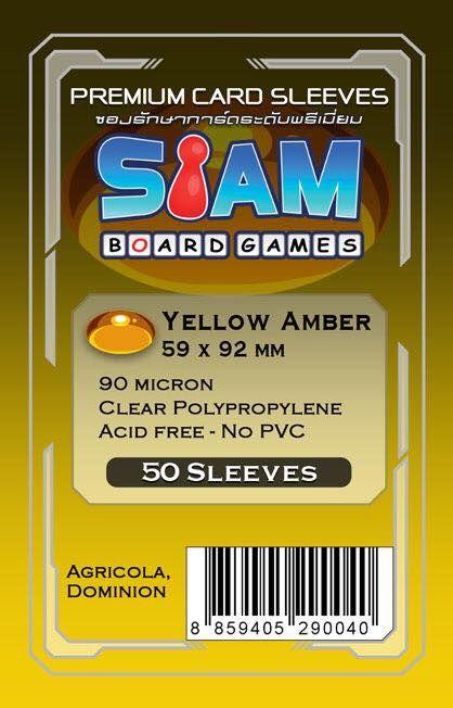 ซอง ซองใส ซองใส่การ์ด สยามบอร์ดเกมส์ Siam Board Games Premium Card Sleeve Yellow Amber 59x92 mm