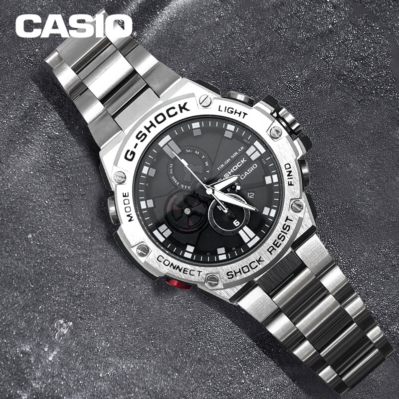 Casio G-Shock นาฬิกาข้อมือผู้ชาย สายเหล็ก รุ่น GST-B100D,GST-B100D-1A (CMG) - สีดำ