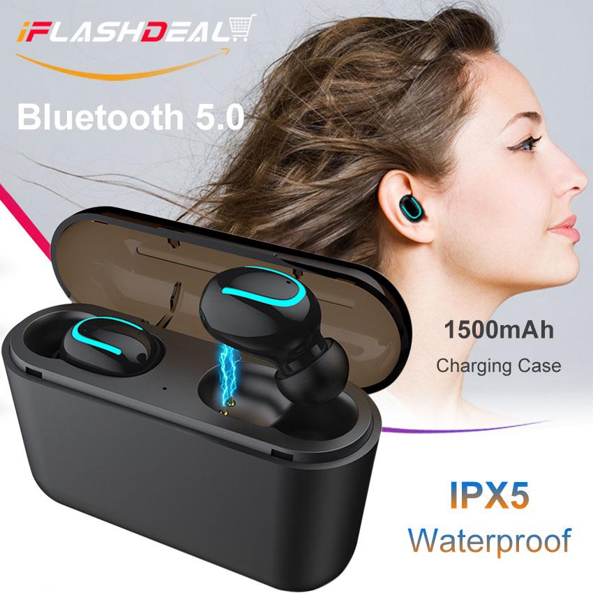 iFlashDeal Wireless Earbuds Earphones Sweatproof Headsets Bluetooth 5 0 Headsets Mini Invisible Earpiece Sport Running Headphone Automatic Pairing &