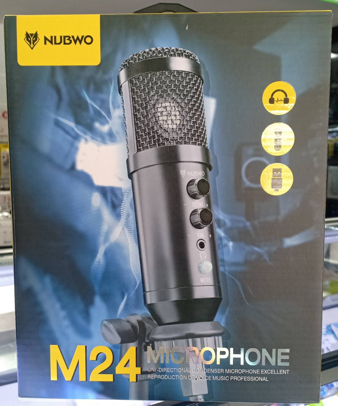 NUBWO Microphone USB Condenser (M24) Black (ไมโครโฟนยูเอสบี) ขาไมค์