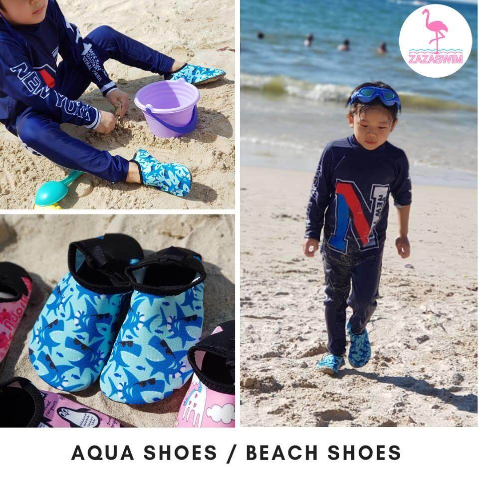 มีวีดีโอรีวิว*zazaswim*รองเท้าดำน้ำ รองเท้าชายหาด Aqua Shoes Beach Shoes รองเท้าเด็ก รองเท้าbeach รองเท้าลุยน้ำ รองเท้าดำน้ำ รองเท้าเหยียบทราย สำหรับเด็ก. 