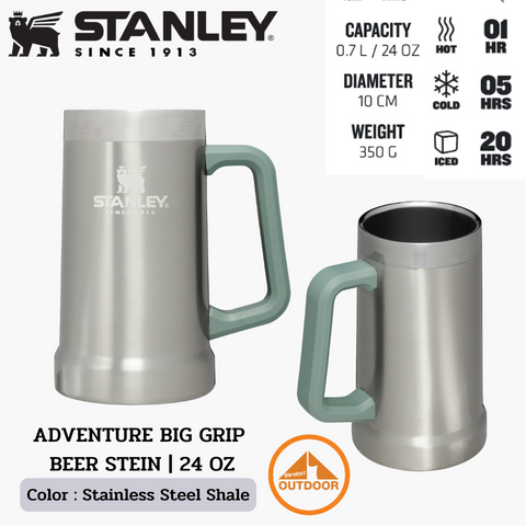 Stanley ADVENTURE BIG GRIP BEER STEIN 24 OZ STAINLESS STEEL SHALE