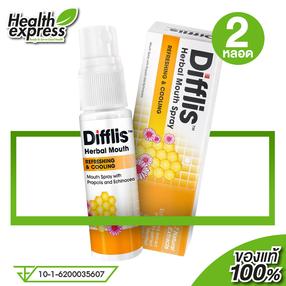 [2 หลอด] Difflis Herbal Mouth Spray Refreshing & Cooling ดิฟฟลิส เฮอร