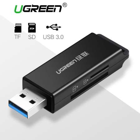 UGREEN เครื่องอ่านบัตร USB 3.0 Card Reader for TF, SD Card Read 2 Cards Simultaneously