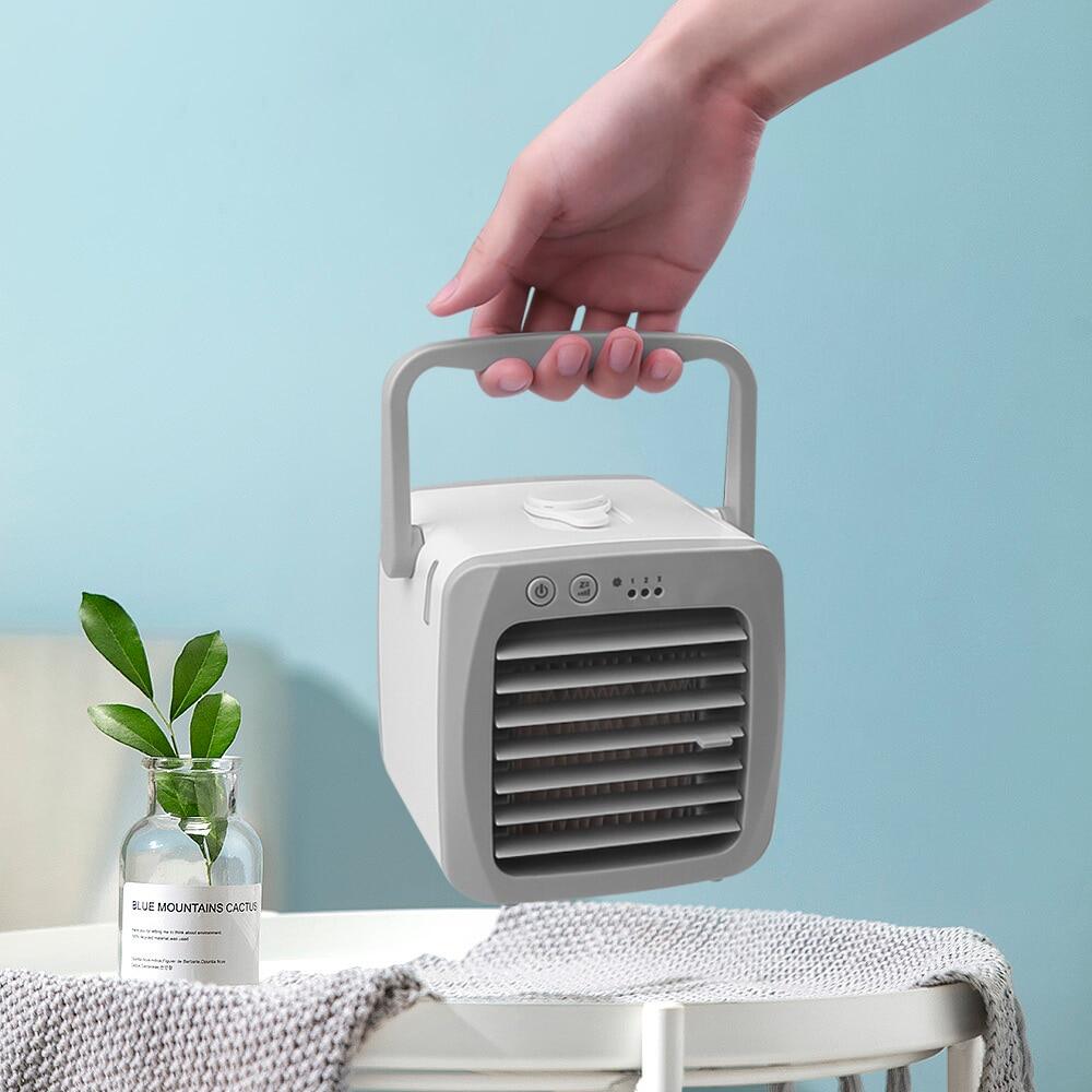 จัดส่งรวดเร็ว พัดลมไอเย็น ใช้งานง่าย เครื่องทำความเย็นมินิ แอร์มินิ แอร์พกพา แอร์ตั้งโต๊ะขนาดเล็ก ของแท้ คุณภาพคงทน Mini Air Cooler เก็บเงินปลายทางได้