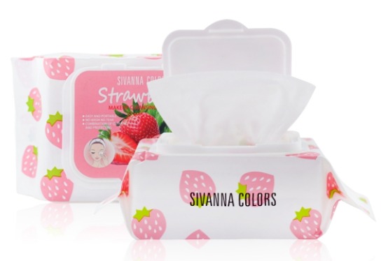 [2IKids-Cosmetics] HF111 สิวันนา แผ่นเช็ดเครื่องสำอางค์ กลิ่นสตรอเบอร์รี่ Sivanna Strawberry Makeup Cleansing Cotton 120แผ่น