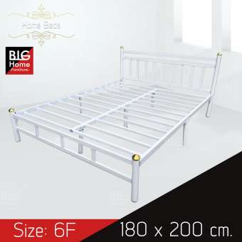 ฺBH เตียงเหล็กอย่างดี ขนาด 6ฟุต (King Size) ลายหัวตรง มี2สี เหมาะสำหรับนอน2-3ท่าน