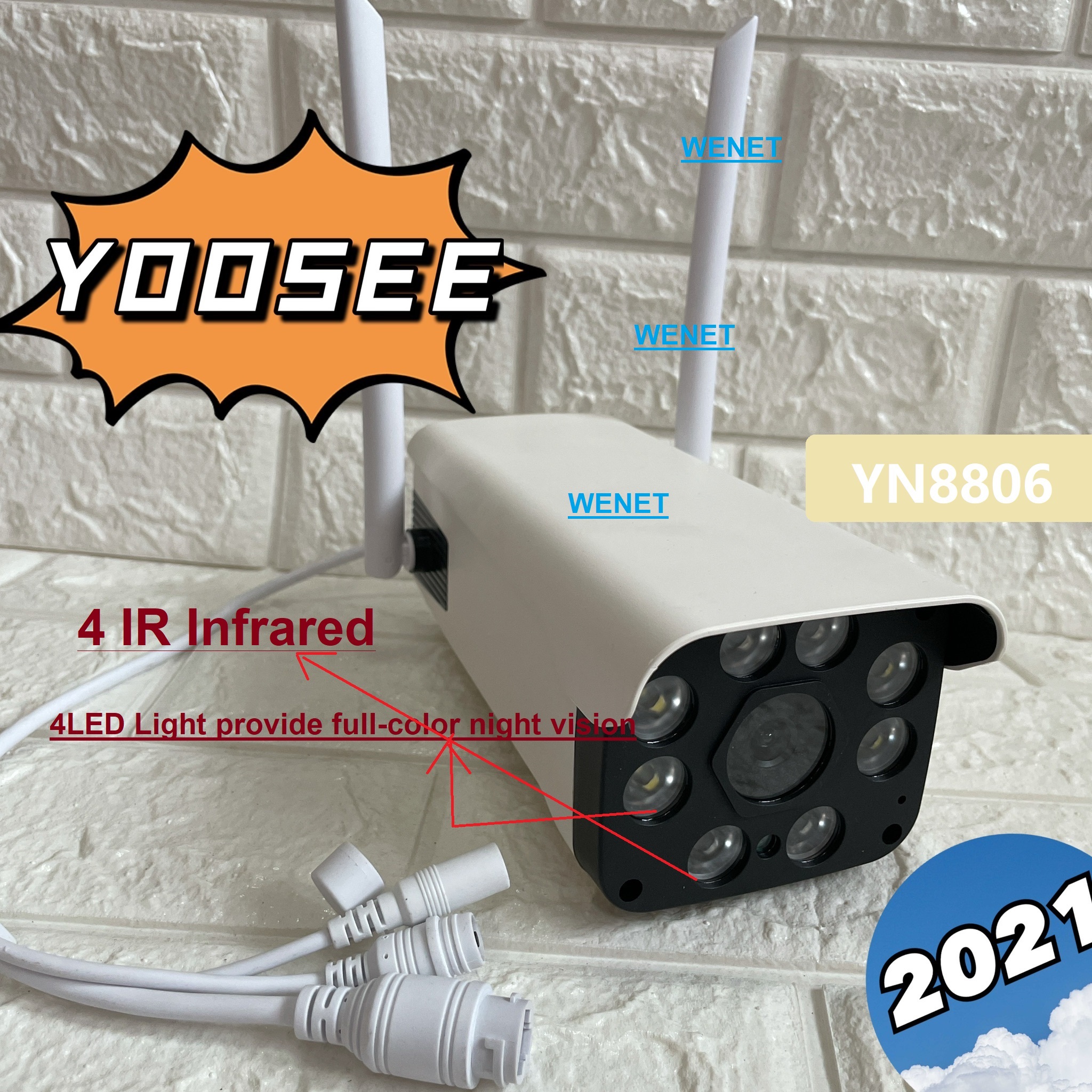 2021 YOOSEE YN-8806(GW206W) IR+White Lampคืนวิสัยทัศน์ กล้องวงจรปิด WiFi IP Camera 1080P 2.0ล้านพิกเซล