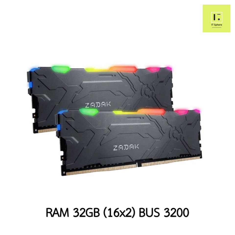 Ram 32GB BUS3200 DDR4 (แรม Zadak MOAB RGB DDR4 3200 32GB (16GB x 2))  ประกันตลอดอายุการใช้งาน