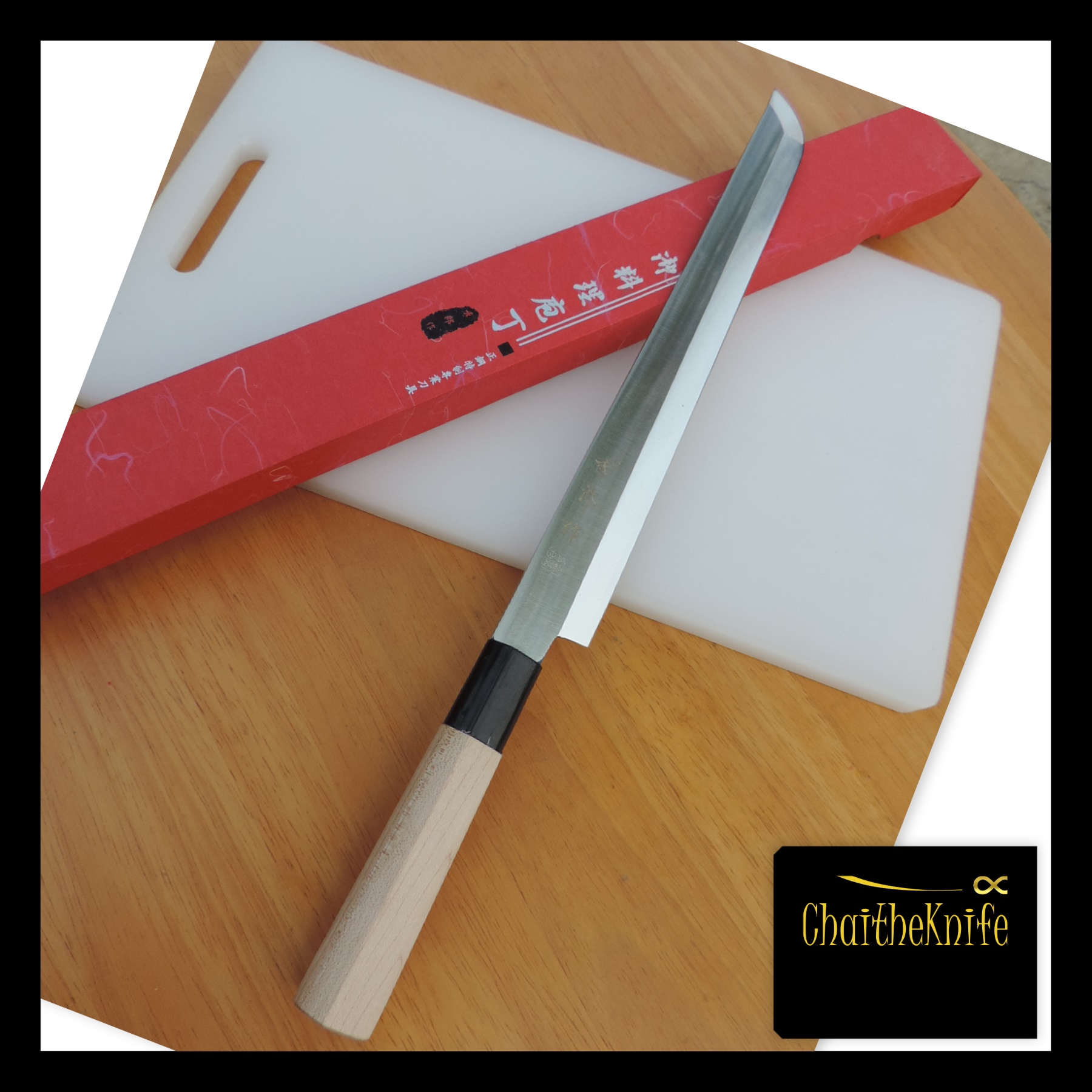 มีดเชฟญี่ปุ่น Yanagiba (sushi & sashimi knife) Sakimaru Takohiki ใบมีดยาว 28 เซ็นติเมตร ปลายมีดทรงดาบซามูไร ด้ามจับไม้เมเปิ้ล Japanese Yanagiba Fish Knife 28 cm samurai style