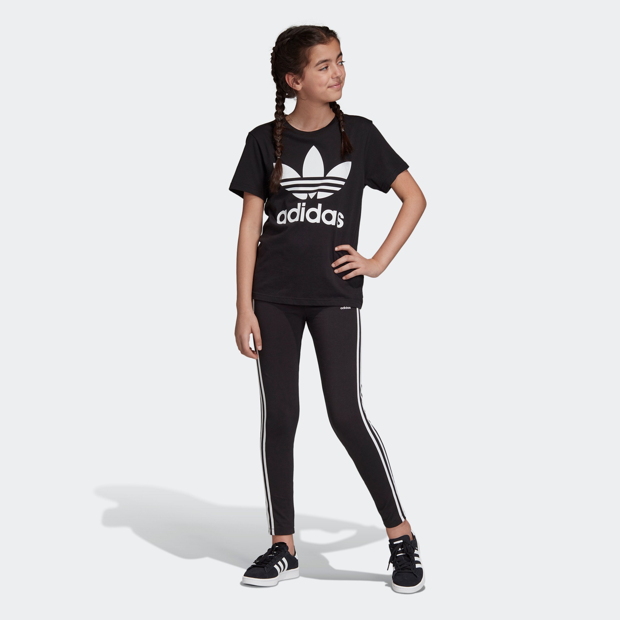 adidas ORIGINALS กางเกงเลกกิ้ง 3-Stripes เด็กผู้หญิง สีดำ ED7820