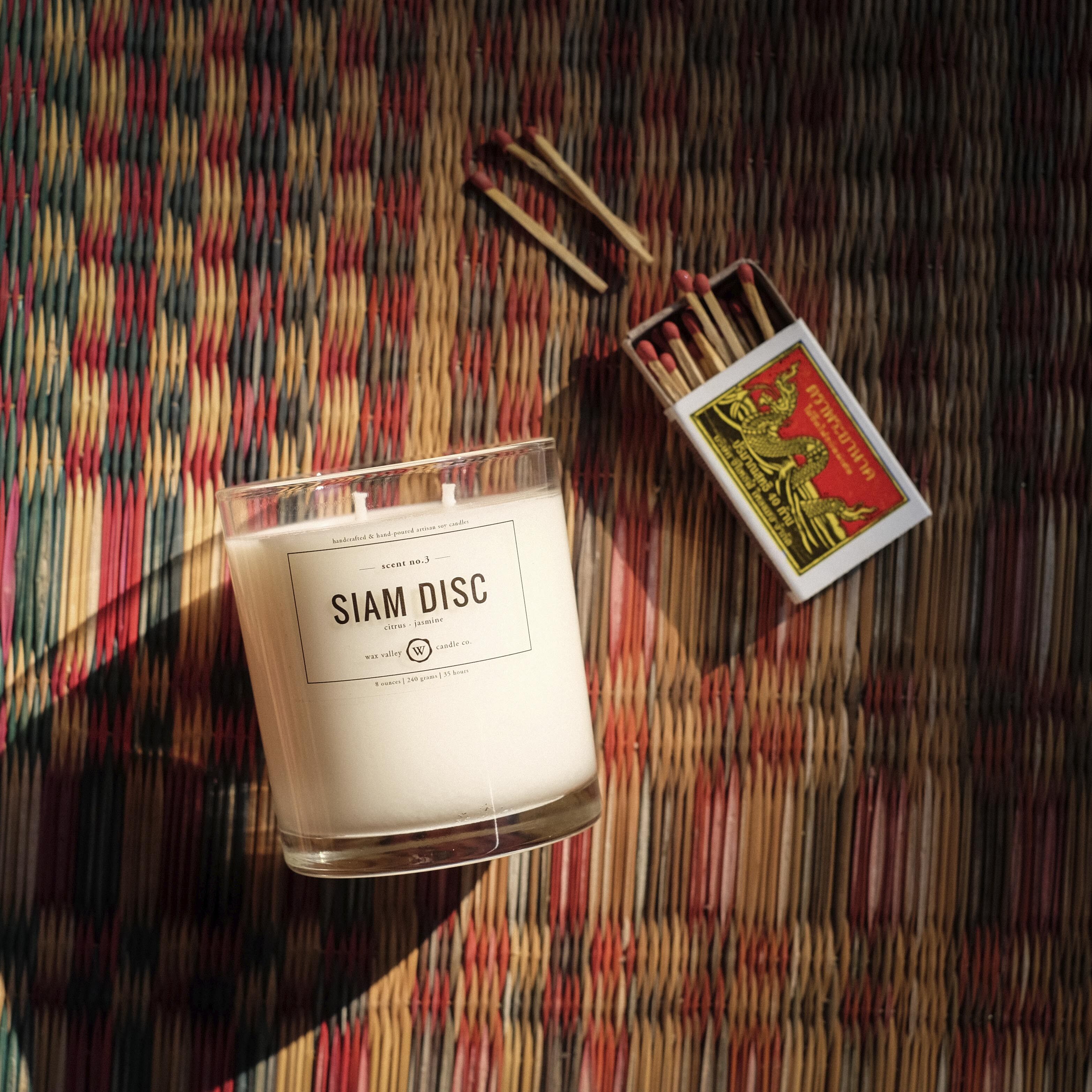 เทียนหอม เทียนไขถั่วเหลือง กลิ่น Siam Disc - Jasmine & Citrus สี ใส