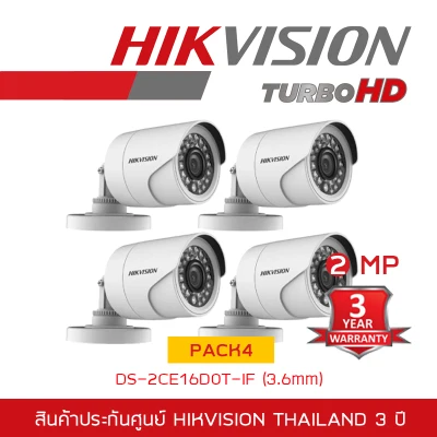Hikvision HDTVI 1080P รุ่น DS-2CE16D0T-IRF (3.6 mm) มีปุ่มปรับระบบในตัว (2 MP) ใช้กับเครื่องบันทึกที่รองรับกล้องระบบ HDTVI ความละเอียด 2 ล้านพิกเซลขึ้นไปเท่านั้น (PACK 4 ตัว)