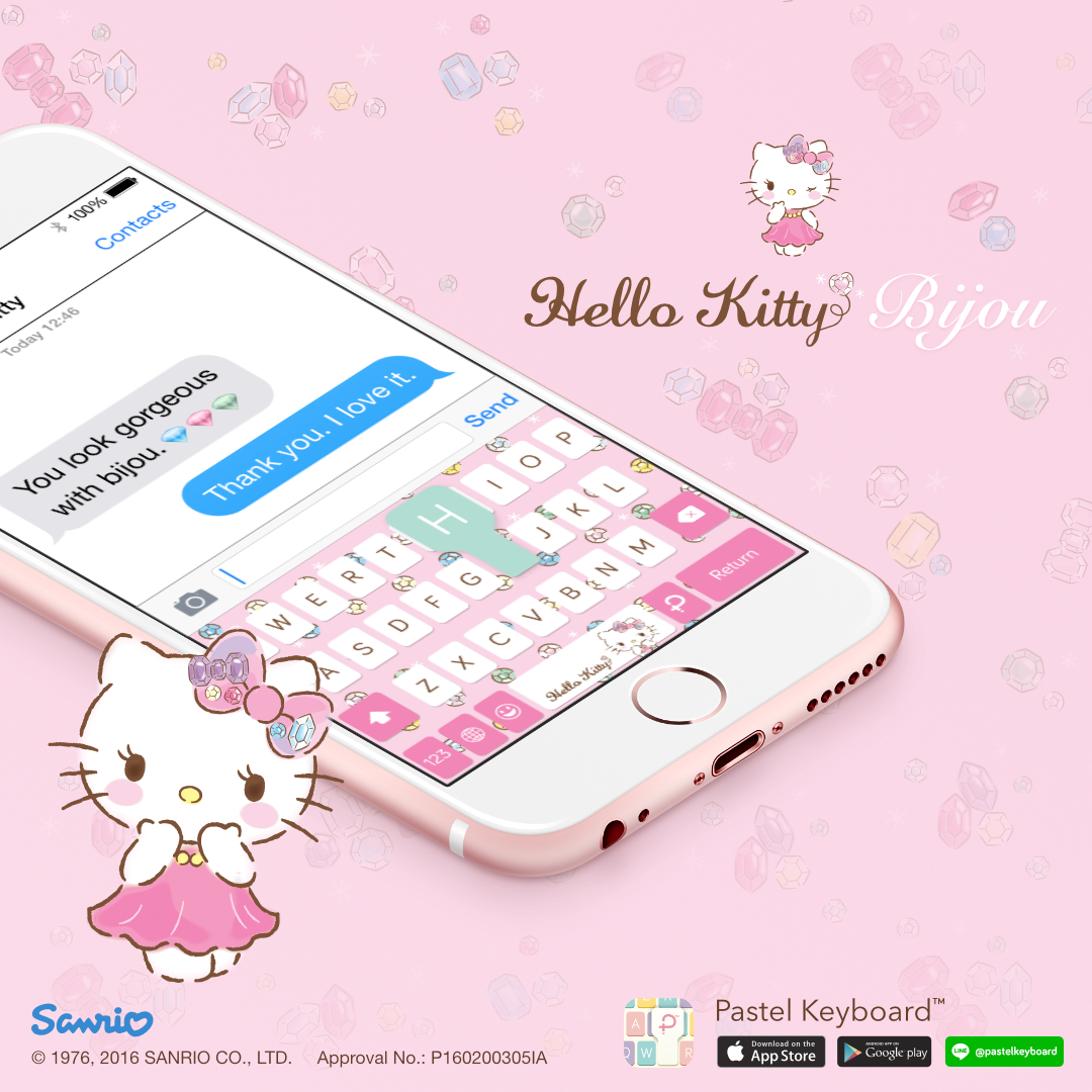 Hello Kitty Bijou Keyboard Theme⎮ Sanrio (E-Voucher) for Pastel Keyboard App