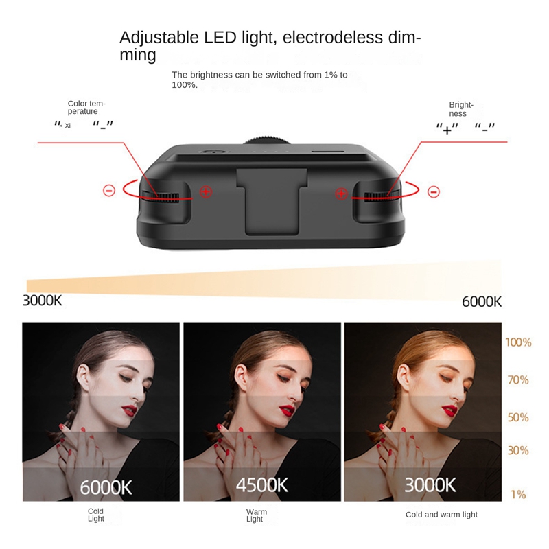 1Set FL02 Mini Camera Fill Light LED Live Selfie Light Computer Fill Light Dimming Fill Light