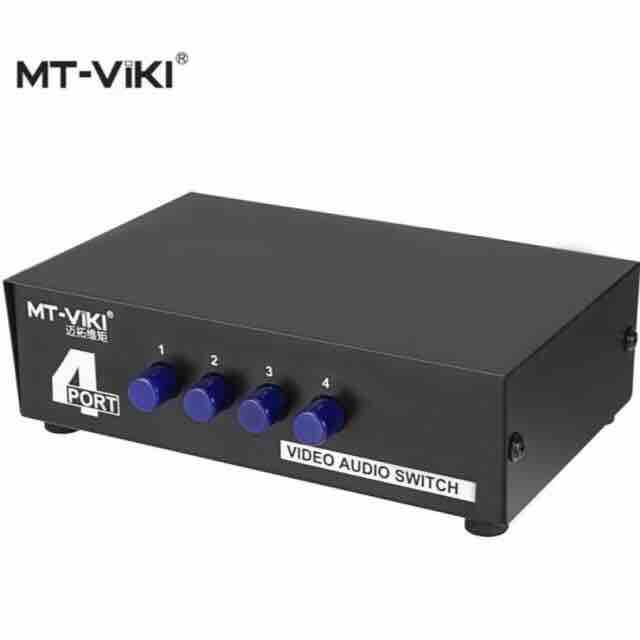 MT- VikI 4 Ports AV Switcher Manual RCA Video Audio Switch for DVD HDTV STB VCD (Black)