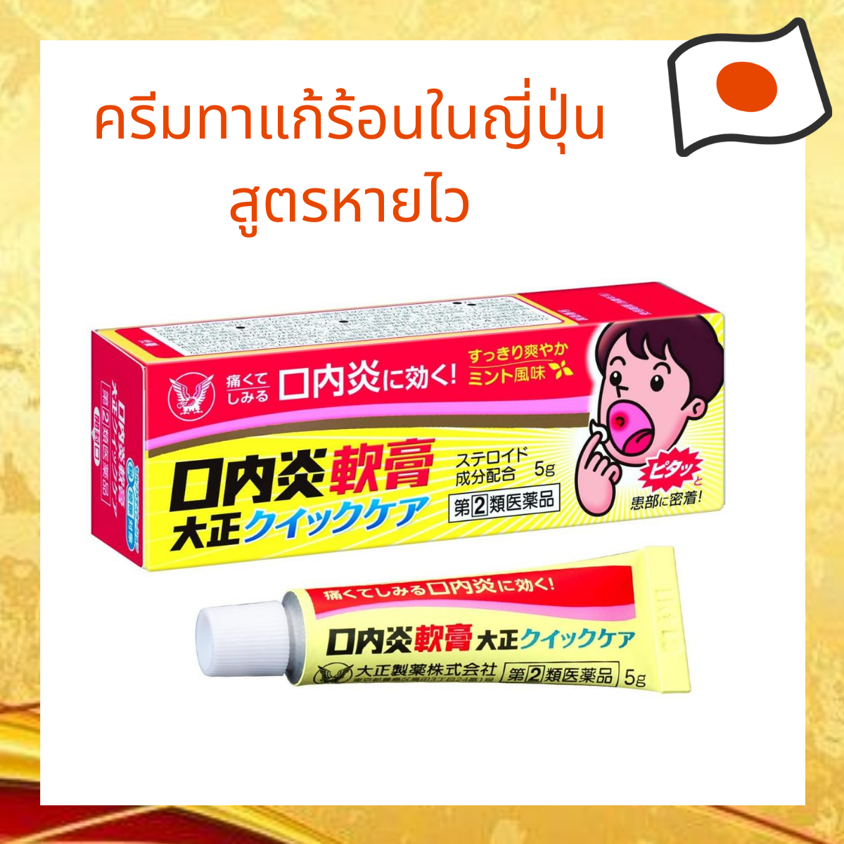 ครีมทาแก้ร้อนใน แผลในช่องปาก ริมฝีปากและลิ้น Taisho Stomatitis Ointment สูตรเข้มข้น หายไว