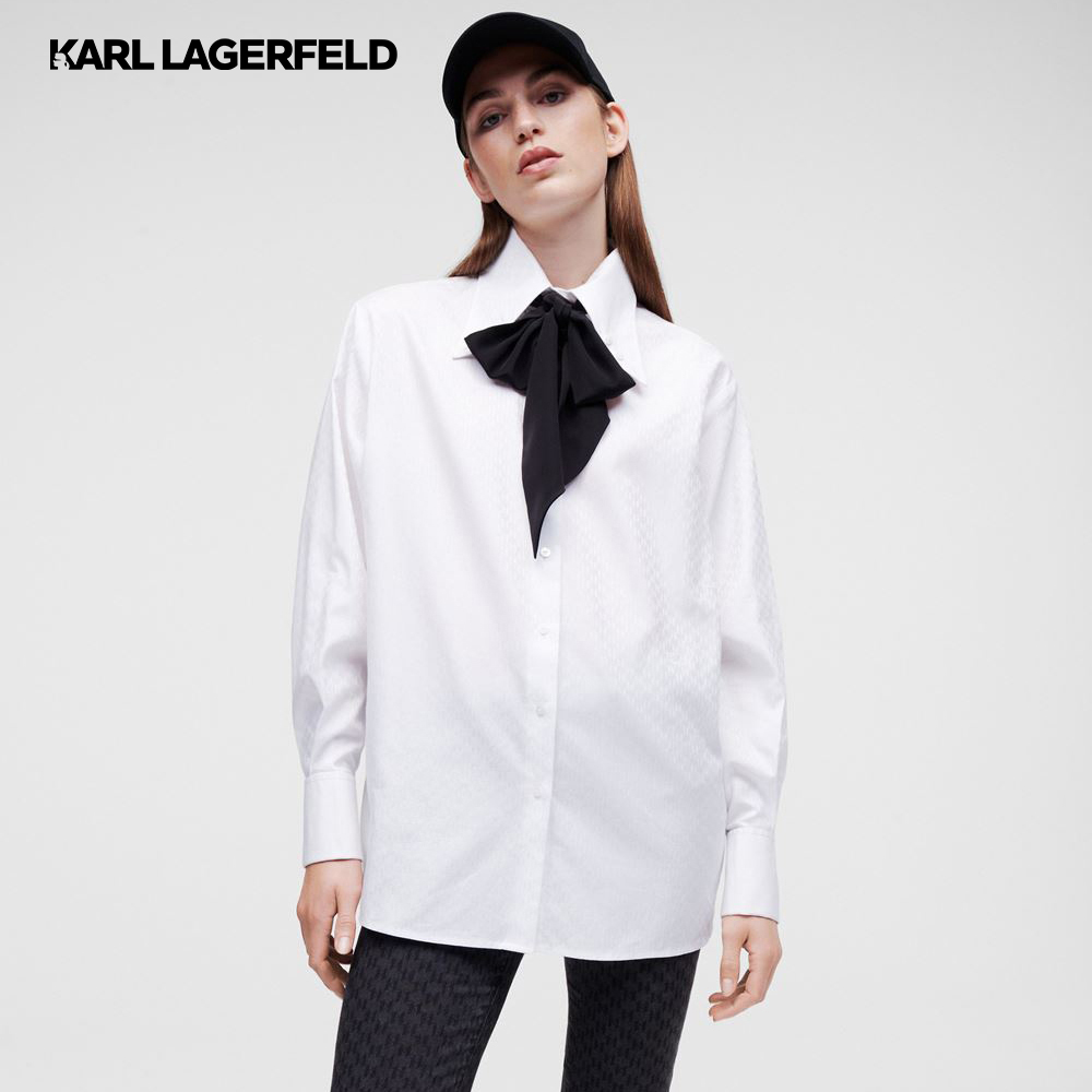 Karl Lagerfeld KL Monogram Jacquard Bow Tie - Black
