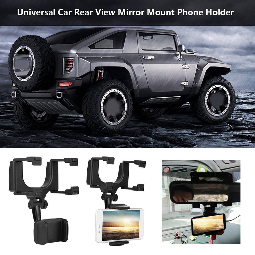 Universal Car Rear View Mirror Mount Phone Holder Stand for iPhone Samsung HTC GPS Smartphone