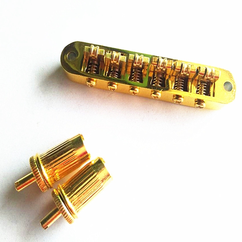 Roller Guitar Bridge Brass Roller Adjustable Saddle Tune-O-Matic Zinc Alloy and Brass Roller Bridge for LP Electric Guitar Gold