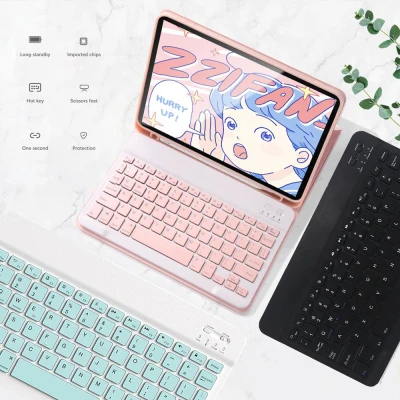 คีย์บอร์ดบลูทูธ Bluetooth Keyboard คีย์บอร์ดภาษาไทย 10 นิ้ว คีย์บอร์ดบลูทูธไร้สาย คีย์บอร์ด เหมาะสำหรับ IOS / Android / Windows ทุกรุ่น Alizzaa