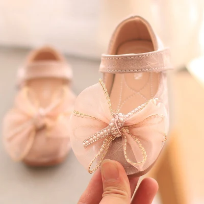 Kids Shoes 2021 New Princess Shoes for Girl Baby Student Shoes Fashion Korean Bow Soft Soles 0-1-2 Years Old
