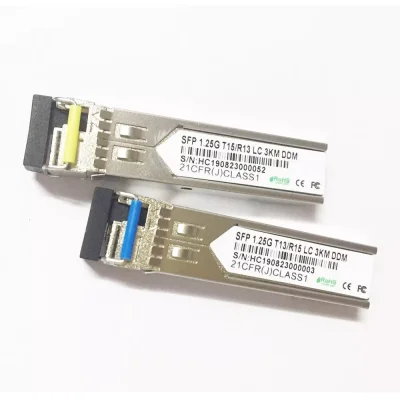 1 คู่ 1.25G SM BiDi LC กิกะบิต SFP โมดูล 1310nm/1550nm 3 กม.ตัวรับส่งสัญญาณไฟเบอร์ออปติกสวิตช์ SFP ที่ใช้ร่วมกัน mikrotik/Cisco