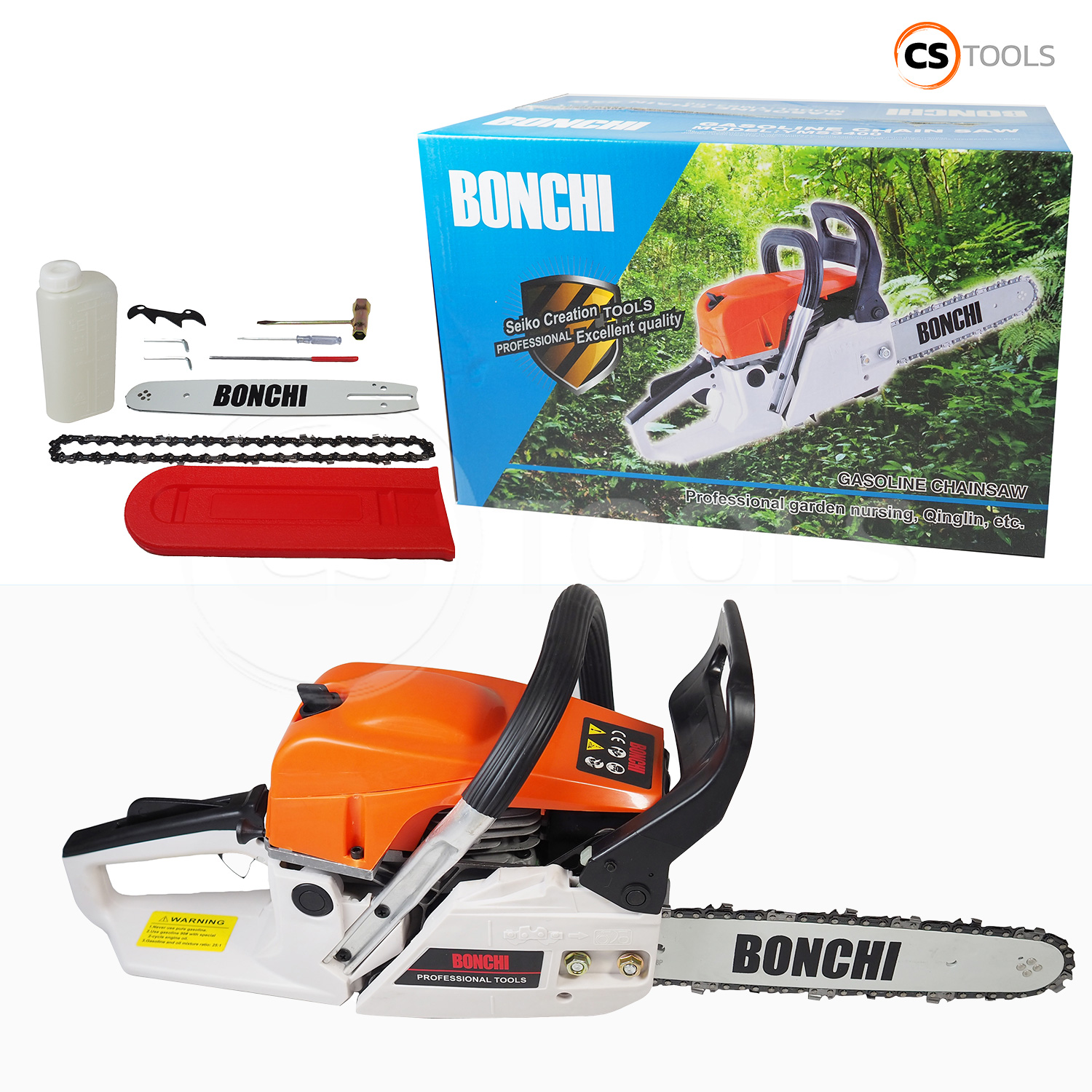 BONCHI เลื่อยยนต์ เลื่อยโซ่ยนต์ บาร์ 11.5 กำลัง 2.0kw/ 7500rpm เลื่อยไฟฟ้า โช่11.5เกรดดี：1เส้น