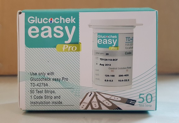 Glucochek easy pro แผ่นตรวจน้ำตาลในเลือด กล่องละ 50 ชิ้น/แผ่นวัดน้ำตาล กลูโคเช็ค อีซี่โปร TD4279A