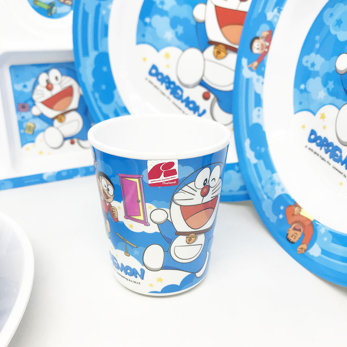 [ขายแยกชิ้น] จานข้าวเด็ก ถาดหลุม ช้อนส้อม แก้วน้ำ Doraemon โดเรม่อน - สกาย ศรีไทยซุปเปอร์แวร์  / 1 ชิ้น