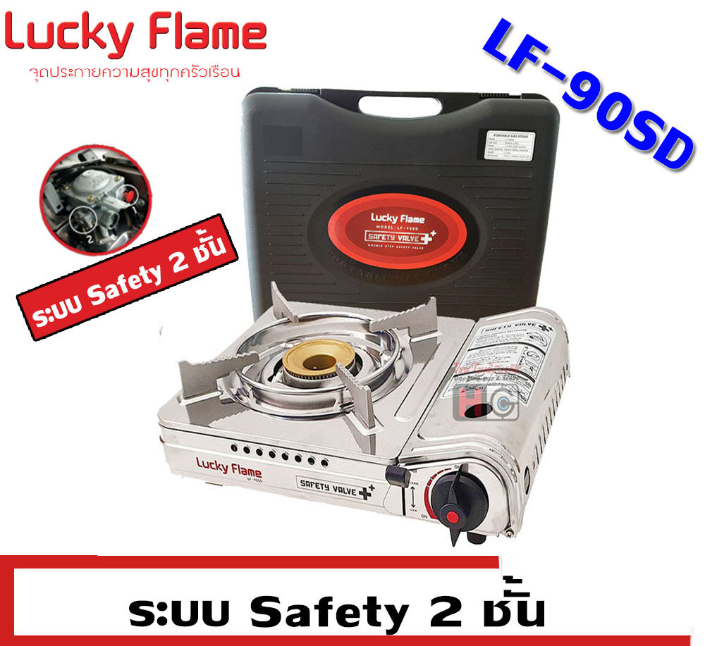 ﻿Lucky Flame เตาแก๊สกระป๋องแบบพกพา LF-90SD ระบบ Safety 2ชั้น
