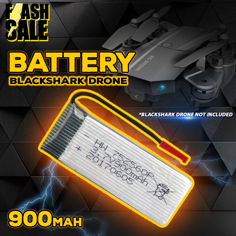 (ของแท้) จำนวน 1 ชิ้น แบตเตอรี่แท้ 3.7V 900mAh Li-Po Battery สำหรับ โดรน , RC Drone Blackshark  (มีใบอนุญาต)