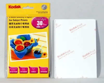กระดาษโฟโต้ โกดัก Kodak ผิวมัน 4R 4x6 นิ้ว 235 แกรม แพค 30 แผ่น Kodak Photo Inkjet Glossy Paper 4R 4"x6" 235g 30 sheets
