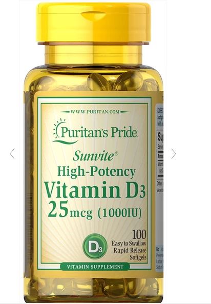 [ ถูกที่สุด ] Vitamin D3 1000 IU 25 mcg { 100 เม็ด } Puritan's Pride ช่วยดูดซึมแคลเซียม สร้างกระดูก รักษาสมดุลระดับแคลเซียม ฟอสฟอรัสในเลือด [ ถูกที่สุดใน Lazada ]