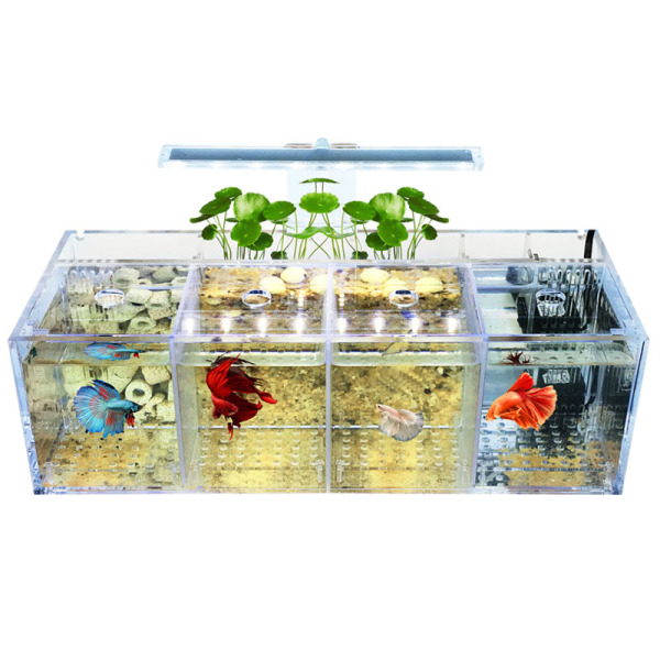 Aquarium LED Acrylic Betta Fish Tank Set Mini Desktop Light Water Pump Filters