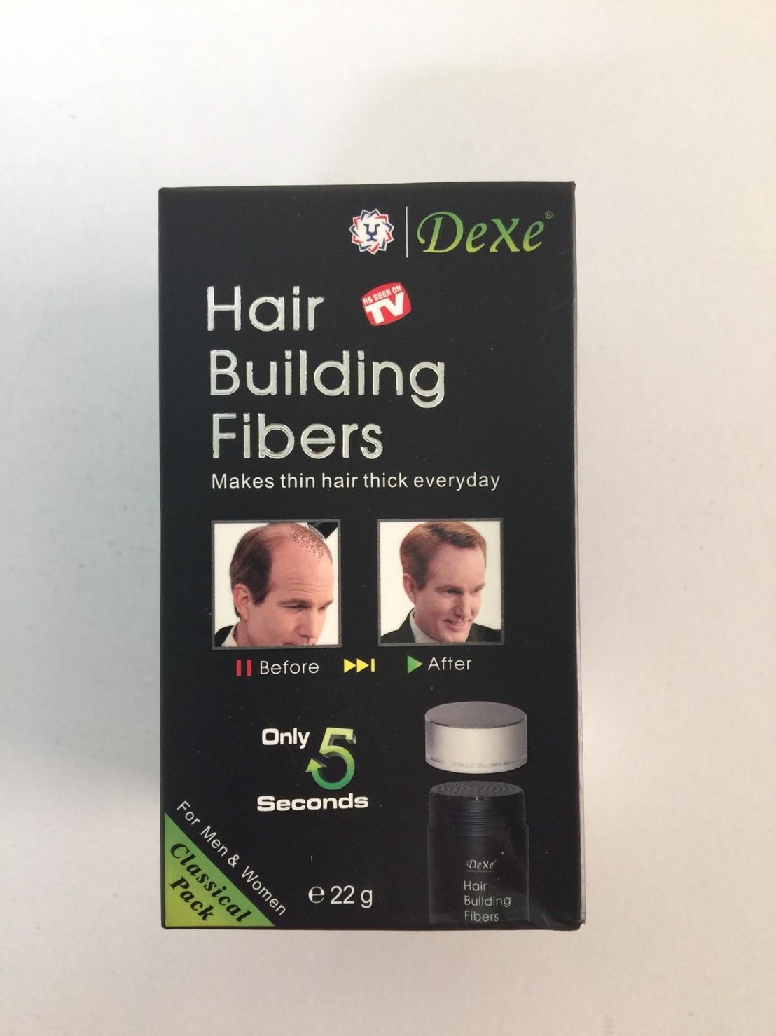 Dexe Hair Building Fiber ผงไฟเบอร์เพิ่มผมหนา ปิดผมบาง ขนาด 22 กรัม (สีดำ)