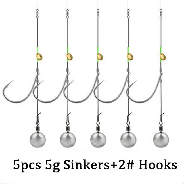 5pcs/set Texas Rig Set 2 1 1/0 Drop Shot Hook Carolina rig Kit Bass Fishing  Tackle Accessories 3.5g 5g 7g 10g